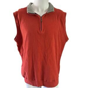 Peter Millar - Men’s 100% Cotton Quarter Zip Vest - Orange - XXL